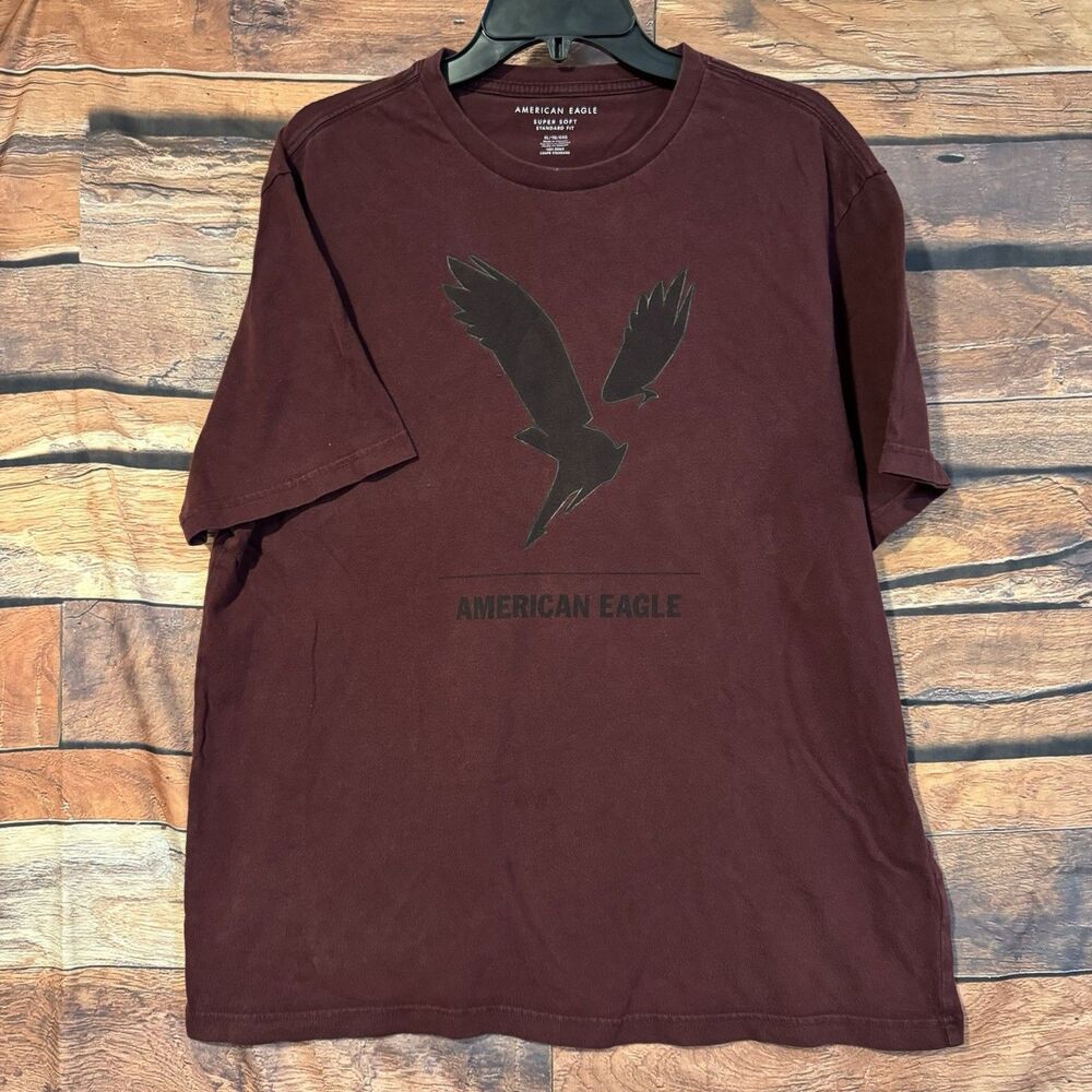 American Eagle Shirt Mens XL Burgundy Maroon Eagle Logo Graphic Tee Super Soft